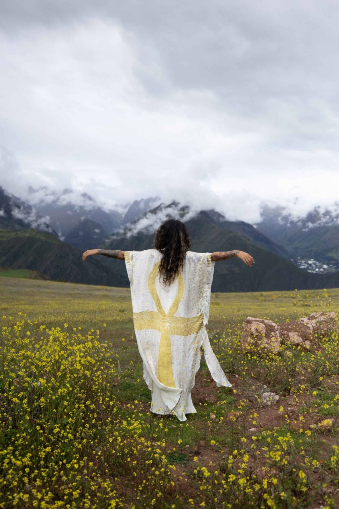 PRE ORDER – Ankh Codes White - Silk Kimono - Image 5