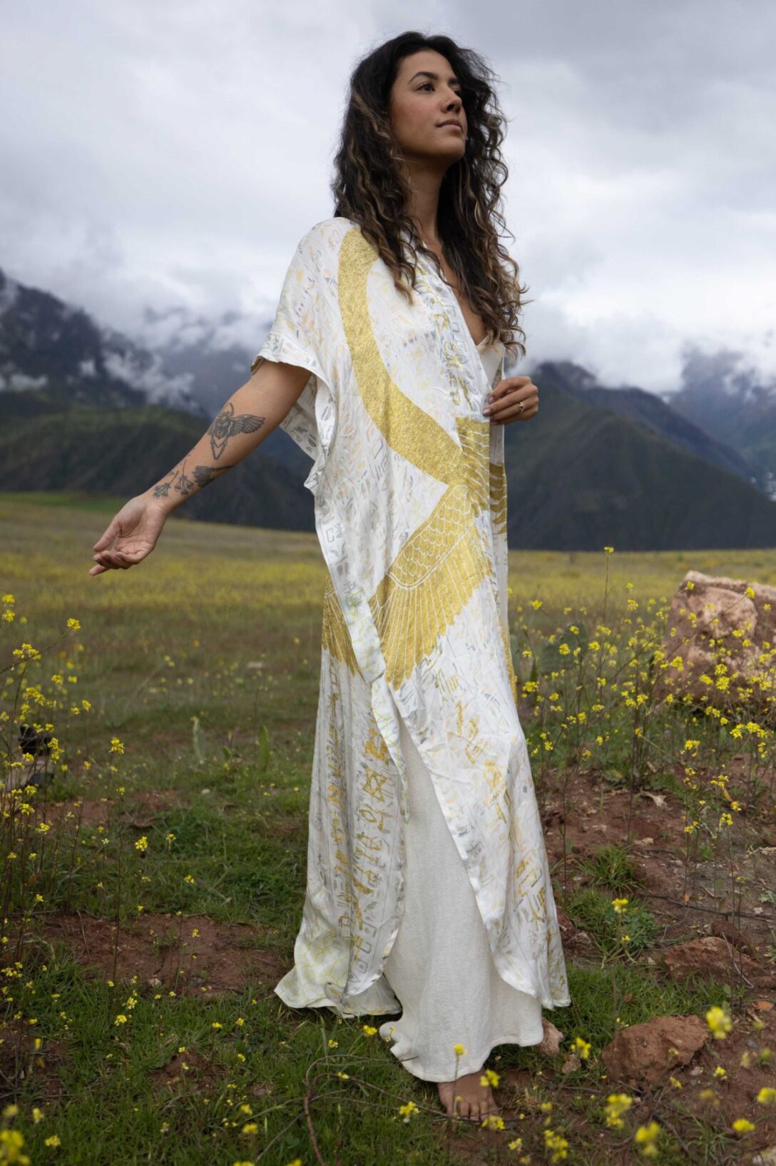 PRE ORDER – Ankh Codes White - Silk Kimono - Image 3
