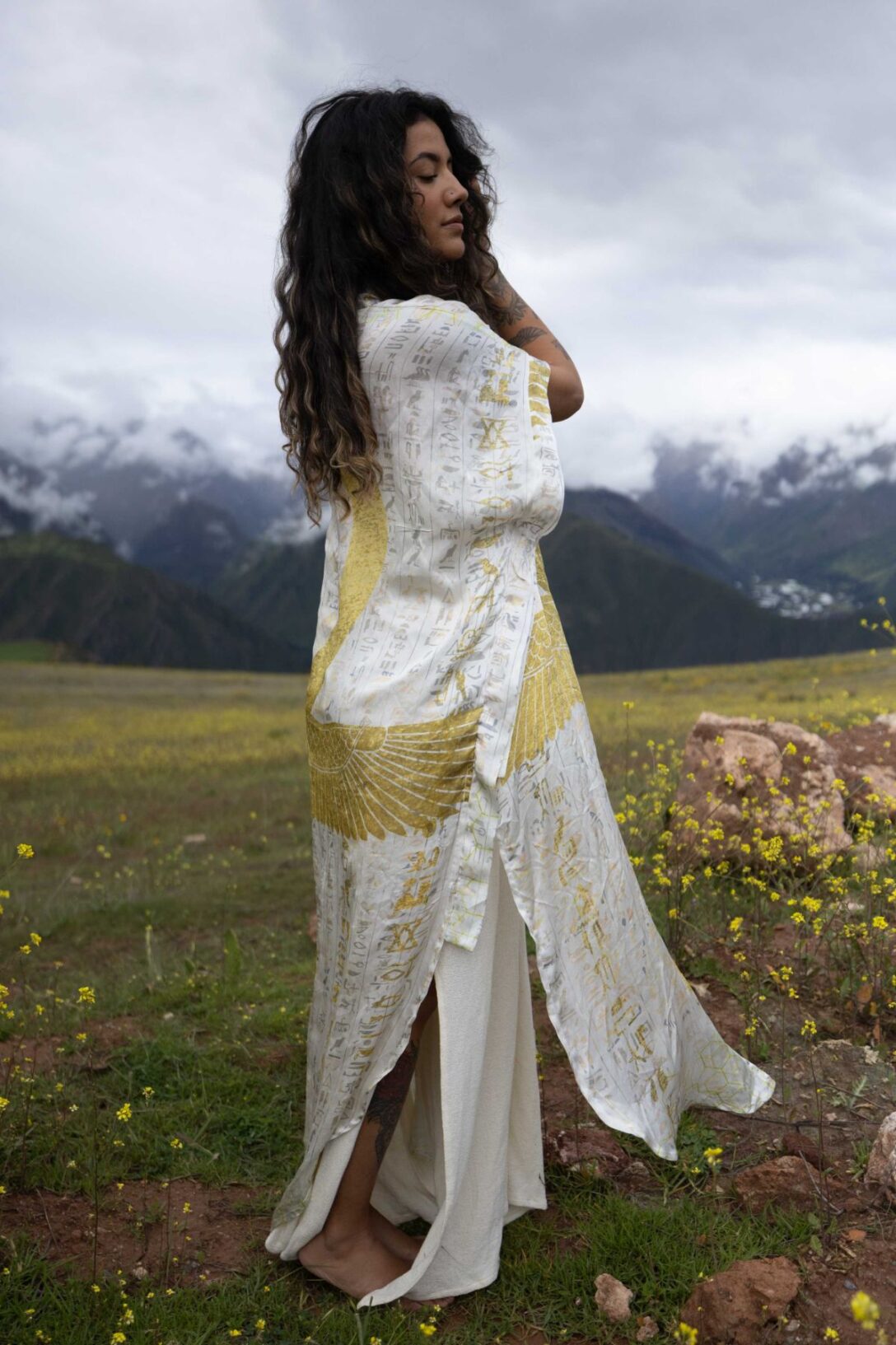 PRE ORDER – Ankh Codes White - Silk Kimono - Image 8