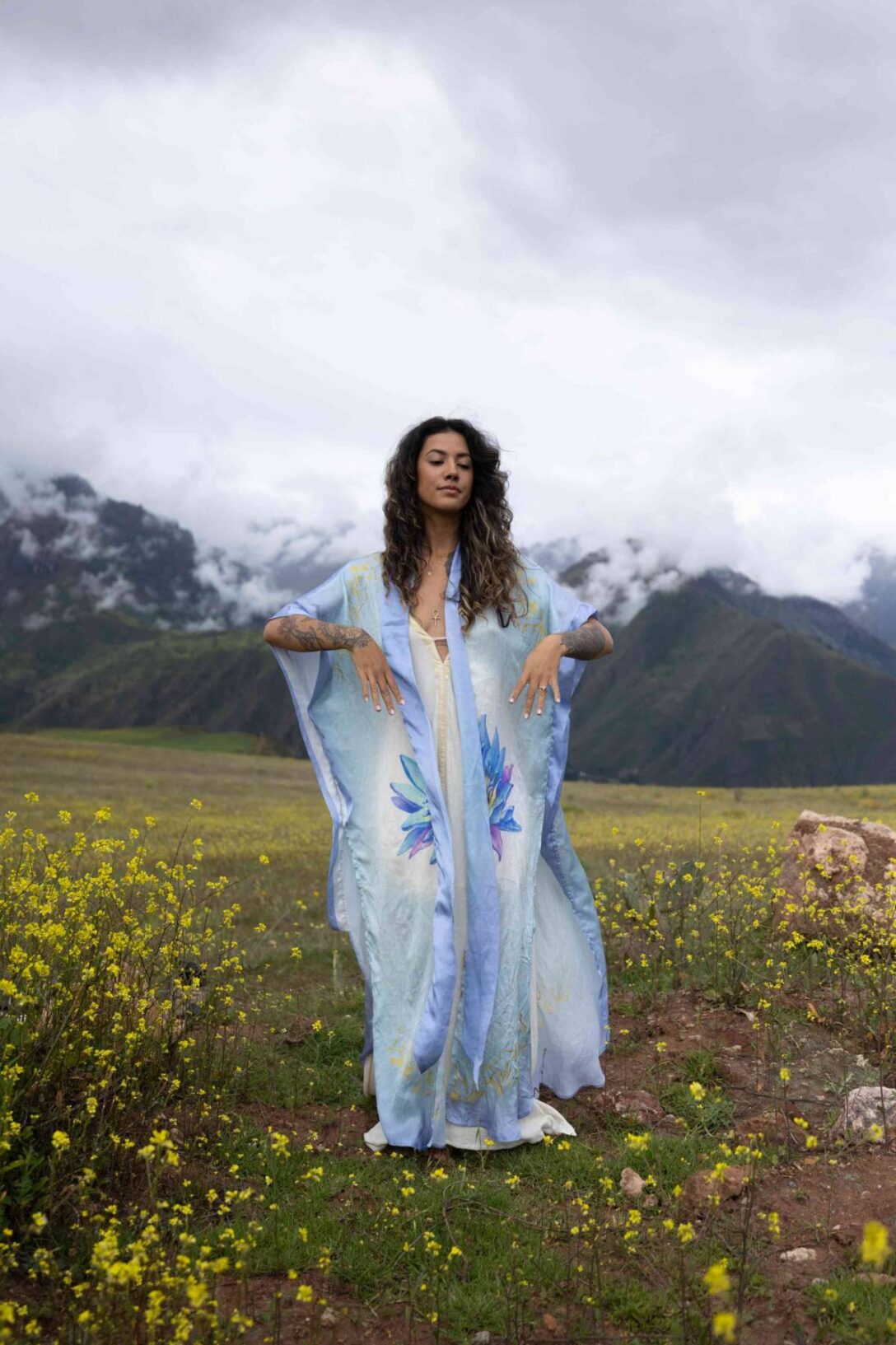 PRE ORDER – Blue Lotus Priestess - Silk Kimono - Image 17
