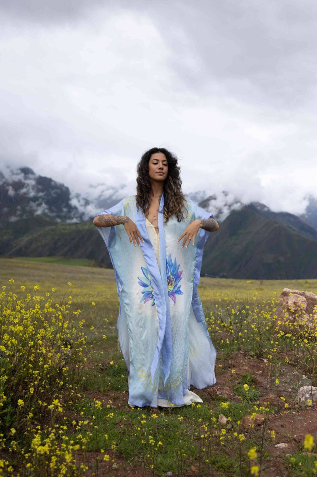 PRE ORDER – Blue Lotus Priestess - Silk Kimono - Image 16