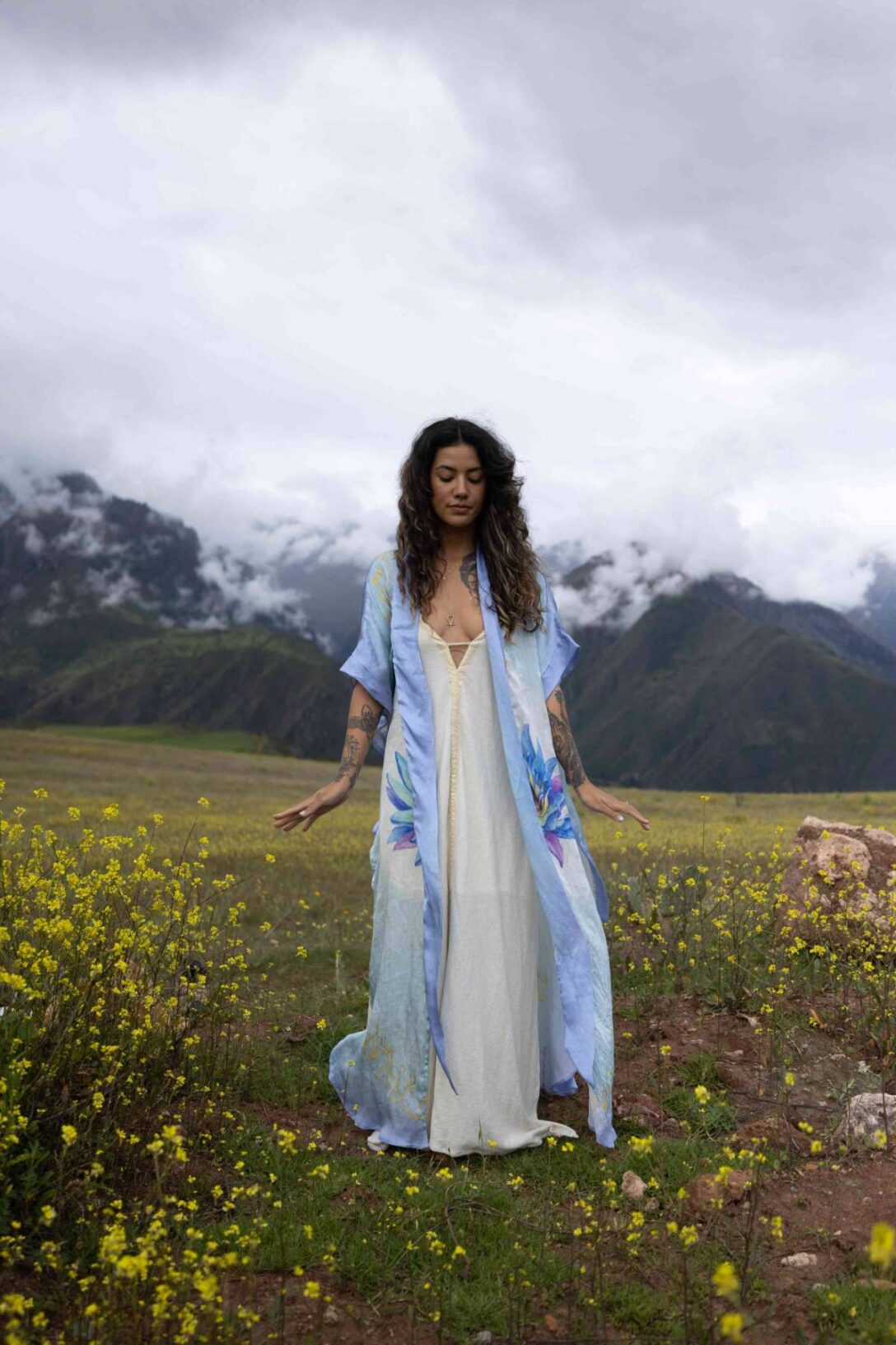 PRE ORDER – Blue Lotus Priestess - Silk Kimono - Image 15