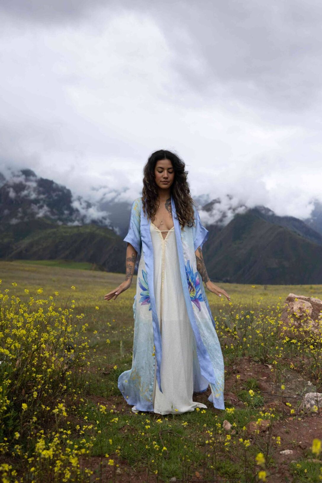 PRE ORDER – Blue Lotus Priestess - Silk Kimono - Image 14