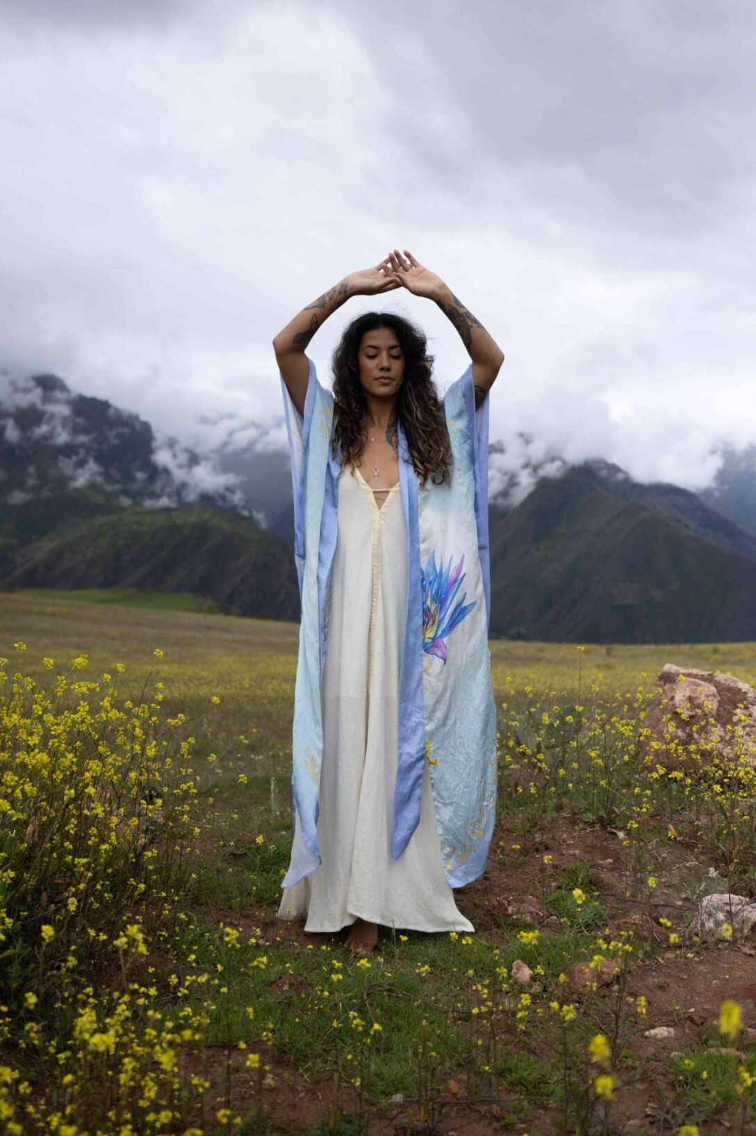 PRE ORDER – Blue Lotus Priestess - Silk Kimono - Image 13