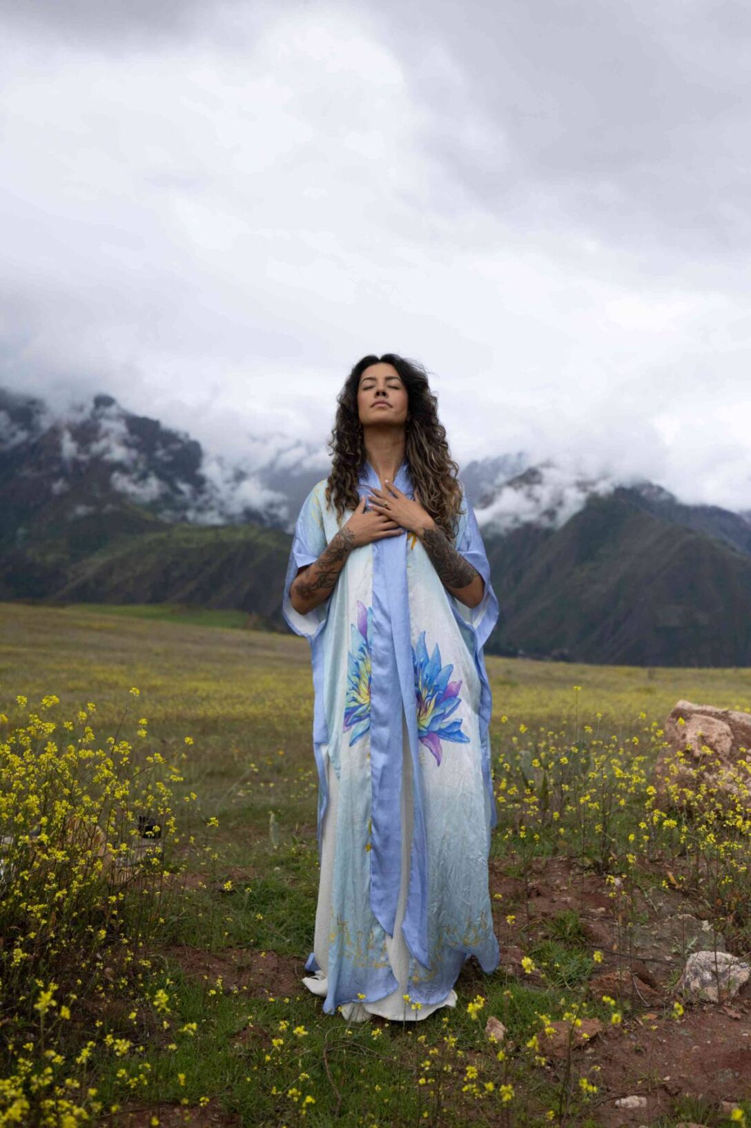 PRE ORDER – Blue Lotus Priestess - Silk Kimono - Image 11