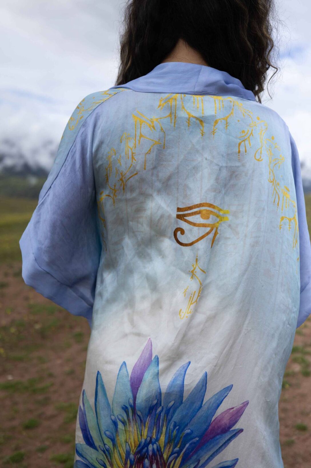 PRE ORDER – Blue Lotus Priestess - Silk Kimono - Image 6